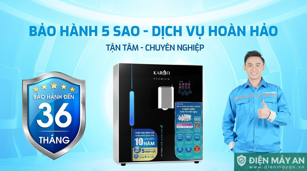 Máy chuyển đổi Hydro-ion kiềm Karofi KAE-S18 5 tấm điện cực